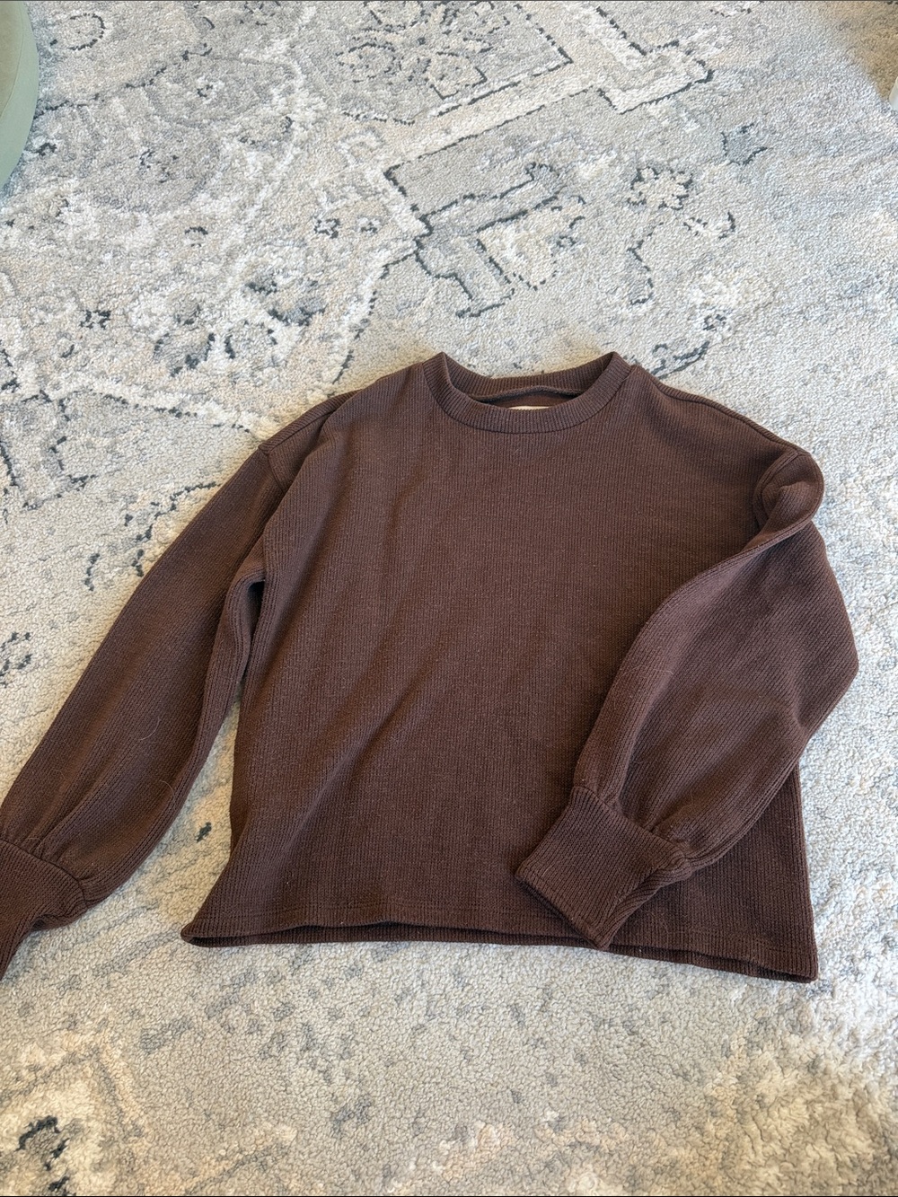 Madewell Chocolate Brown Crewneck Waffle-Knit Sweater